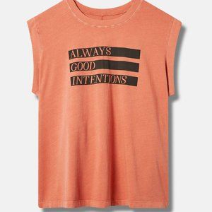Graphic Relaxed Fit Vintage Cotton Jersey Crew Neck Dolman Tank